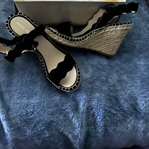 Marc Fisher Black Suede Wedge Sandals